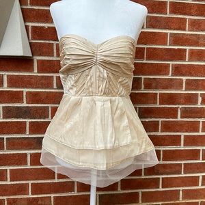 Moon Collection Cream Strapless Peplum Top Size S